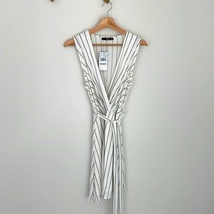 Mango white with black stripes sleeveless dress. Size S.